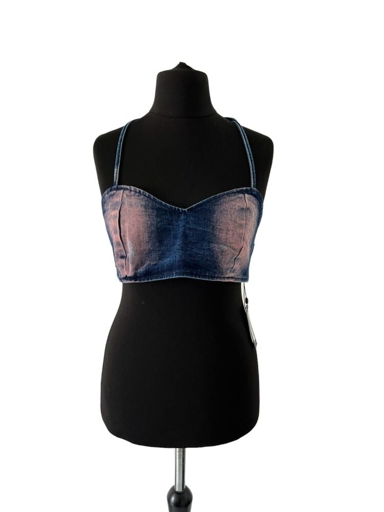 New With Tags Prettylittlething size 12 denim bralette