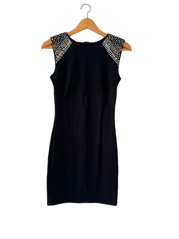 Mela London size 8 black short sleeve embellished dress