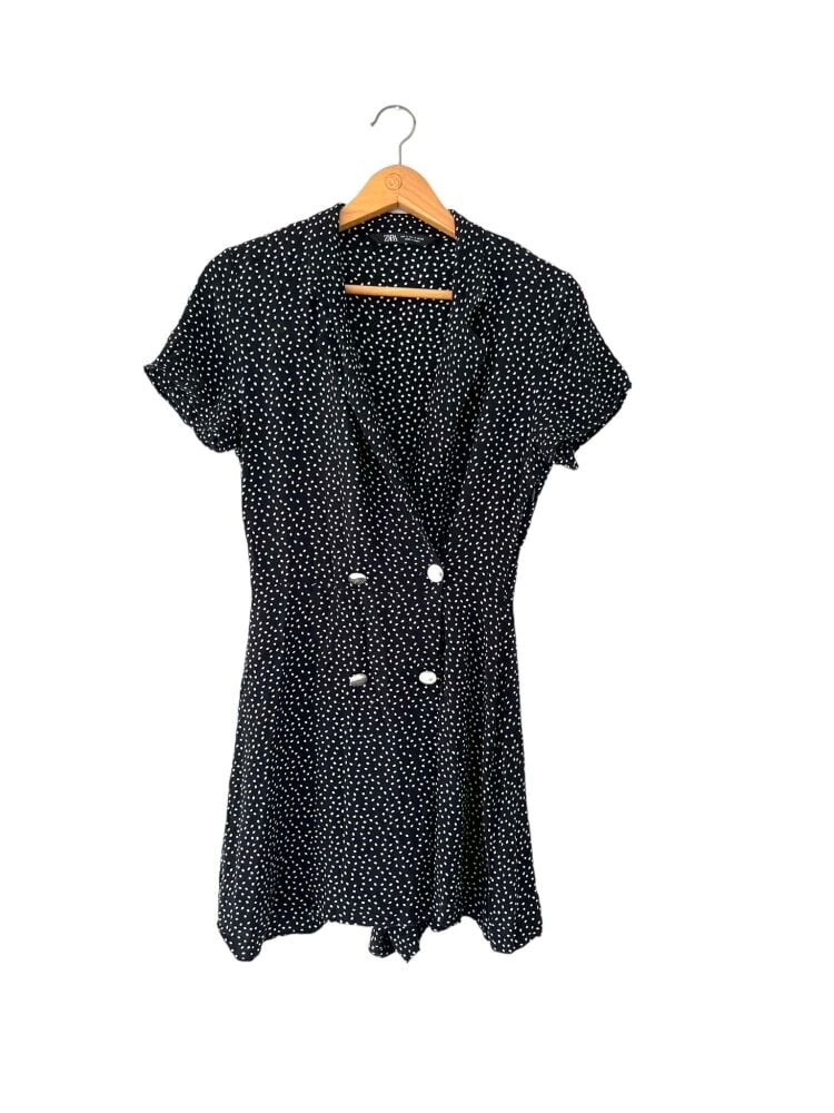 Zara size S black & white polka dot playsuit