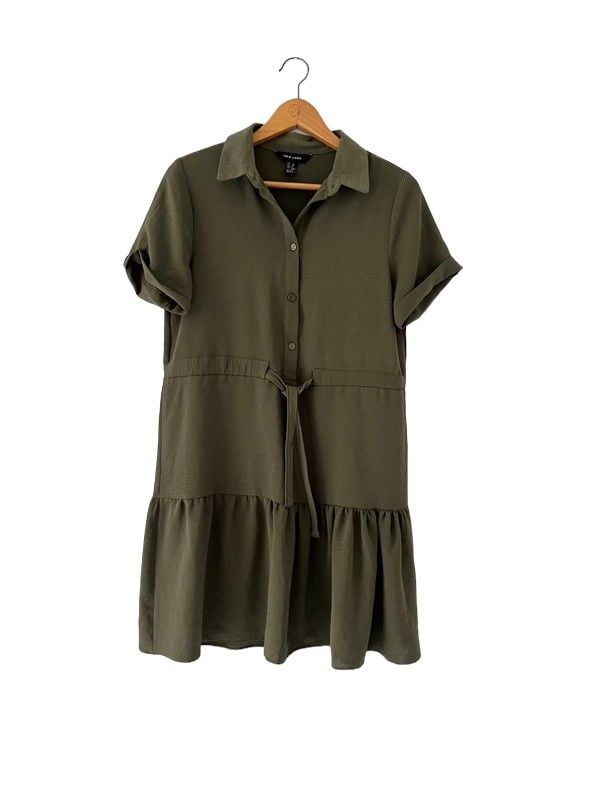 New Look size 10 khaki green short sleeve dress