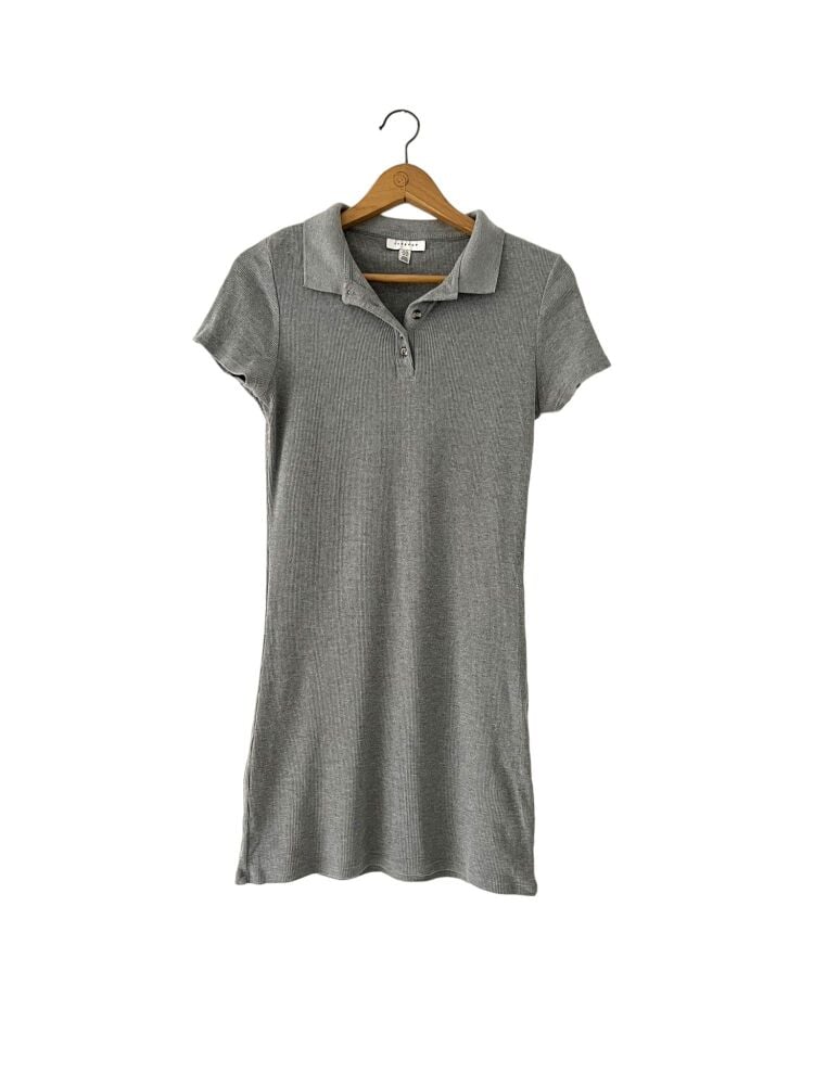 Topshop size 14 grey short sleeve polo dress