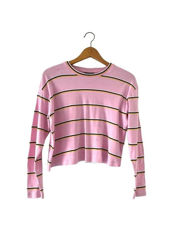 Topshop size 12 pink long sleeve stripe  jumper