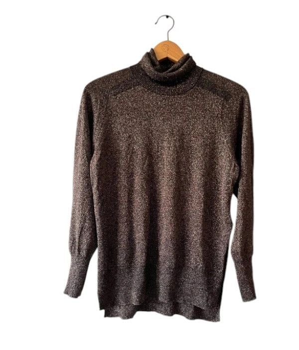 Whistles size S black/brown with gold thread high neck jumper