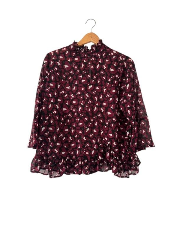 Papaya size 14 burgundy floral print 3/4 sleeve top