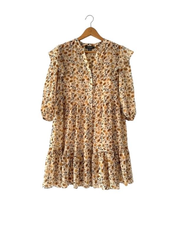 Primark size 10 beige floral print 3/4 sleeve smock dress