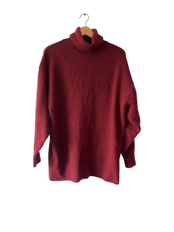 H&M Size S Burgundy High Neck Long Sleeve Jumper