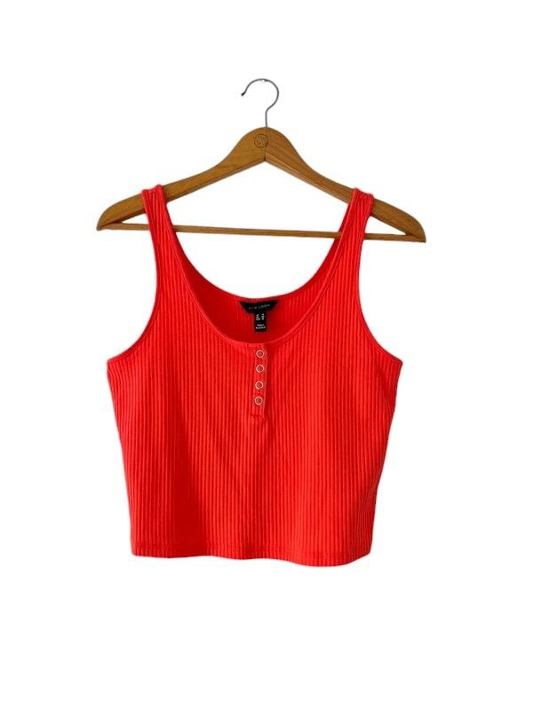 New Look size 14 orange ribbed crop vest top