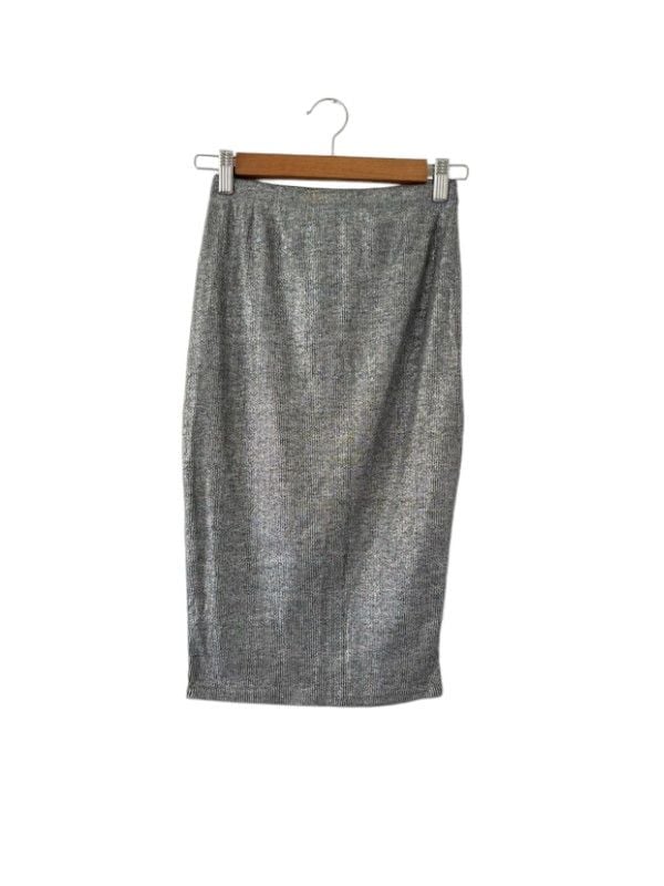 New Boohoo size 10 petite silver knee length pencil skirt