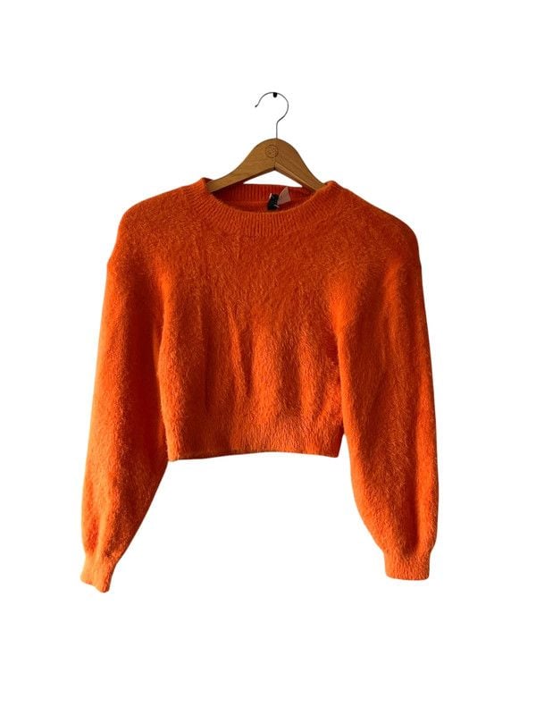 H&M size XS orange long sleeve fluffy cropped jumper