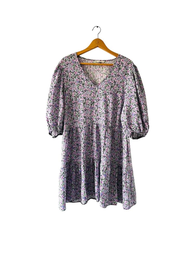 George Size 16 Ditsy Floral 3/4 Sleeve Dress