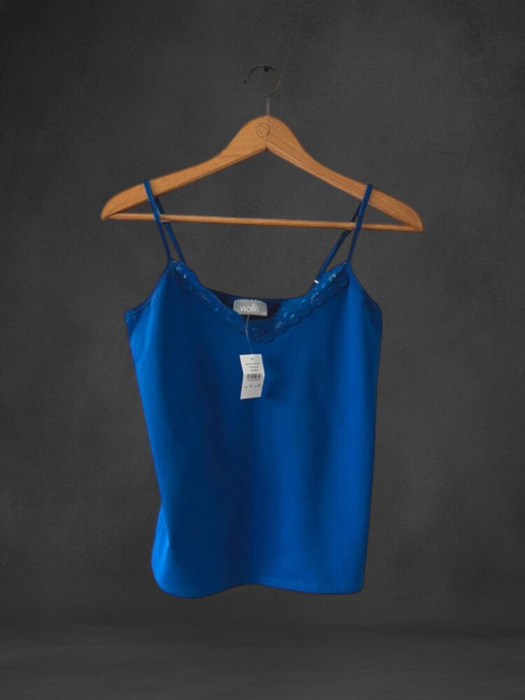 New With Tags Wallis Size 14 Blue Adjustable Strap Vest Top