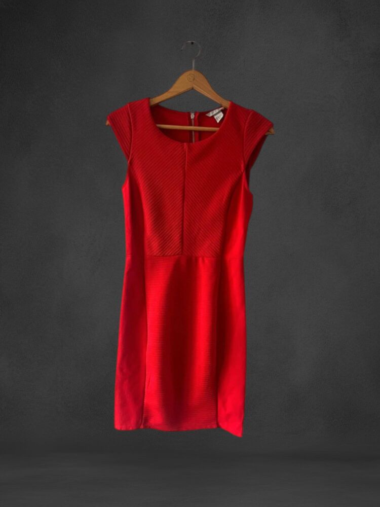 H&M Size S Red Cap Sleeve Pencil Dress