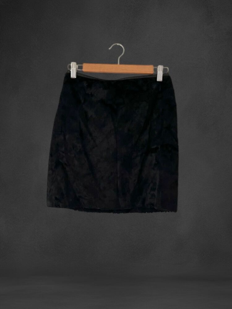 Next size 8 black faux fur mini skirt