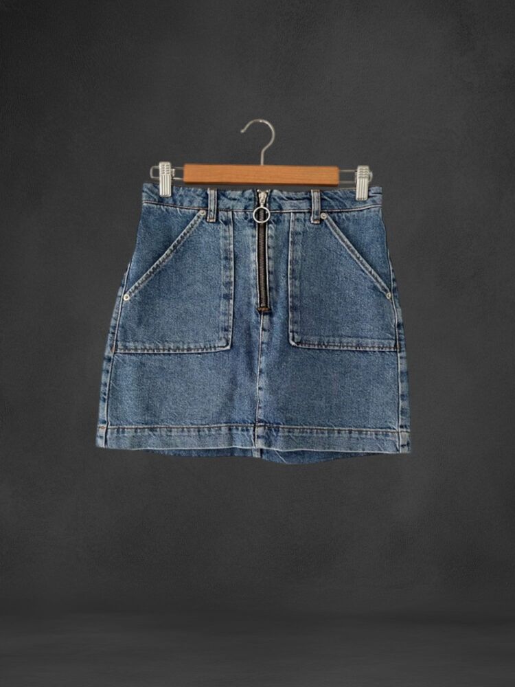 Topshop size 8 blue denim mini skirt