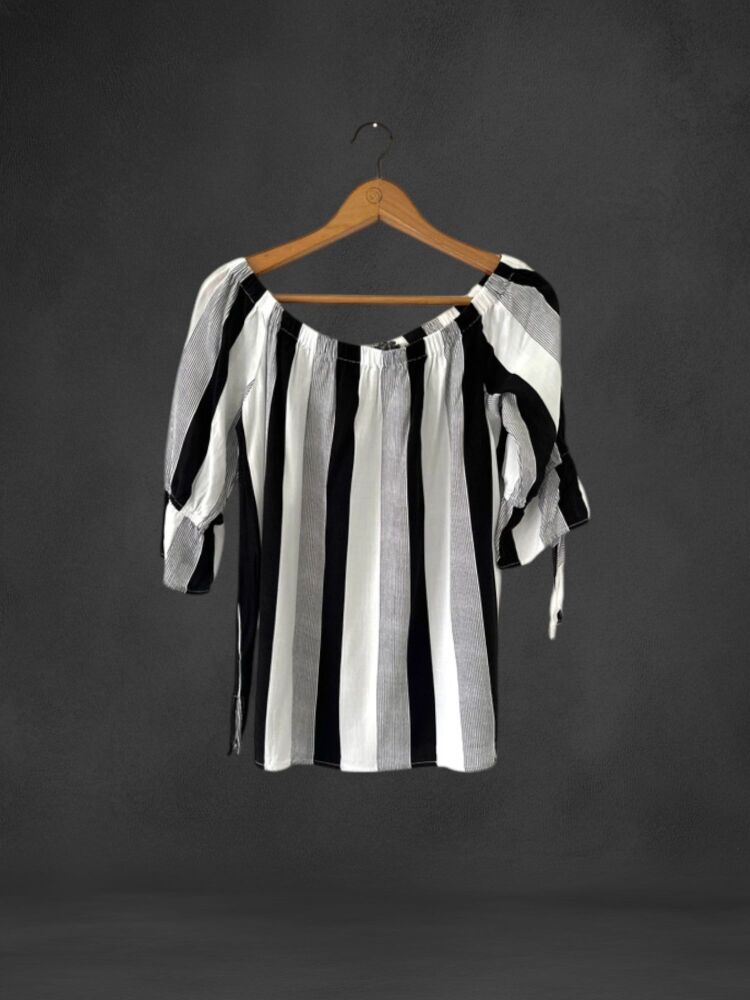 Size 14 off the shoulder black and white 3/4 sleeve top