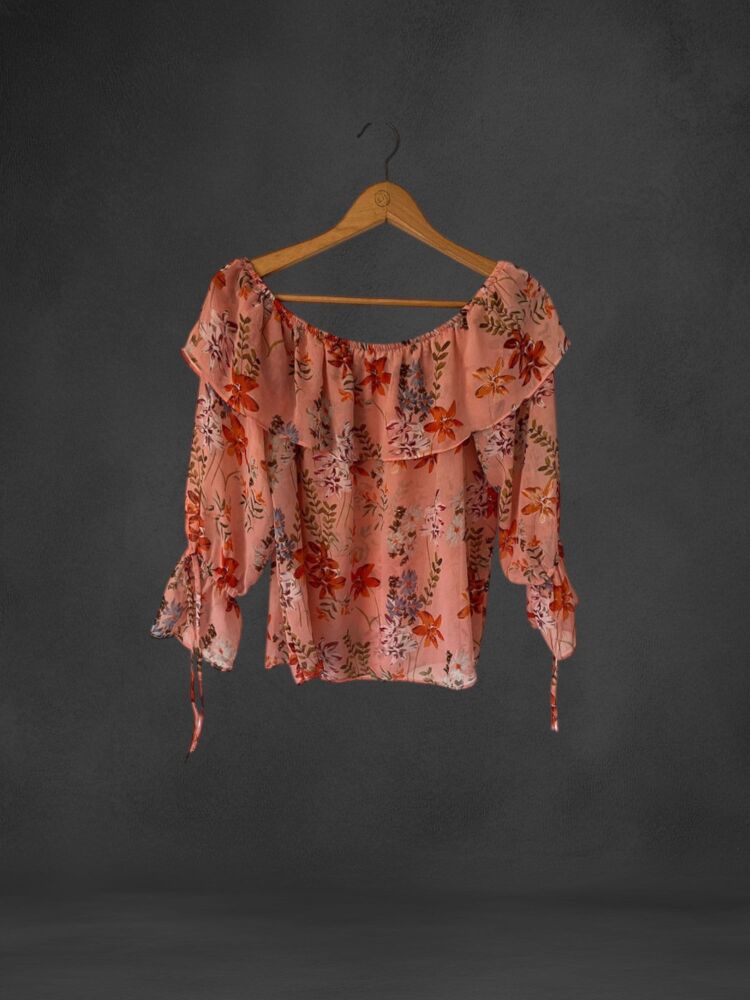 Papaya size 12 sheer pink floral print top