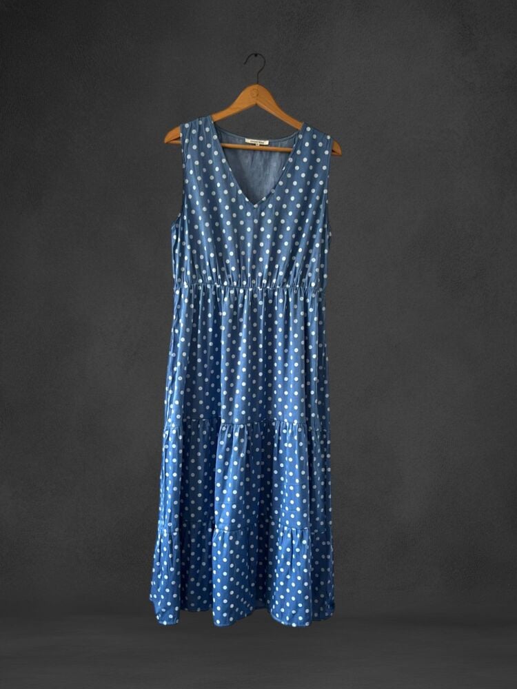 Sweet Miss Size XL Blue Polka Dot Sleeveless Maxi Dress