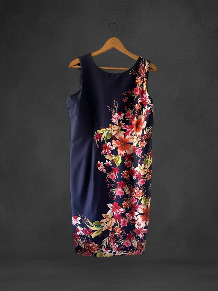 George Size 16 Navy Blue Floral Print Sleeveless Knee Length Dress