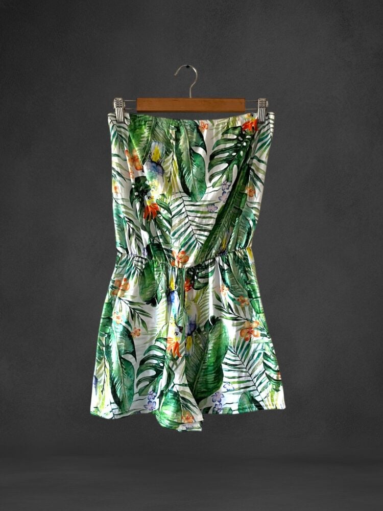 New With Tags Boohoo Size M Tropical Print Bandeau Playsuit