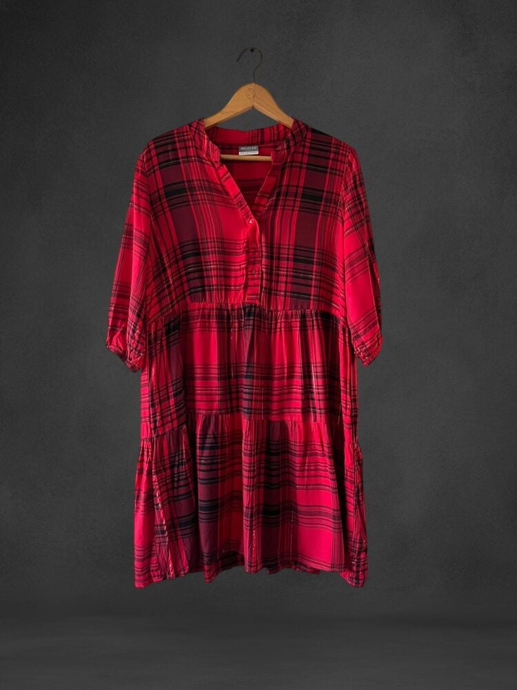 Beloved Size 12 Red Check 3/4 Sleeve Dress