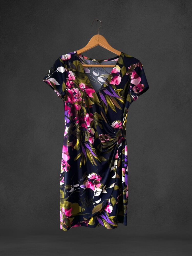 M&Co Size 14 Bold Floral Print Short Sleeve Dress