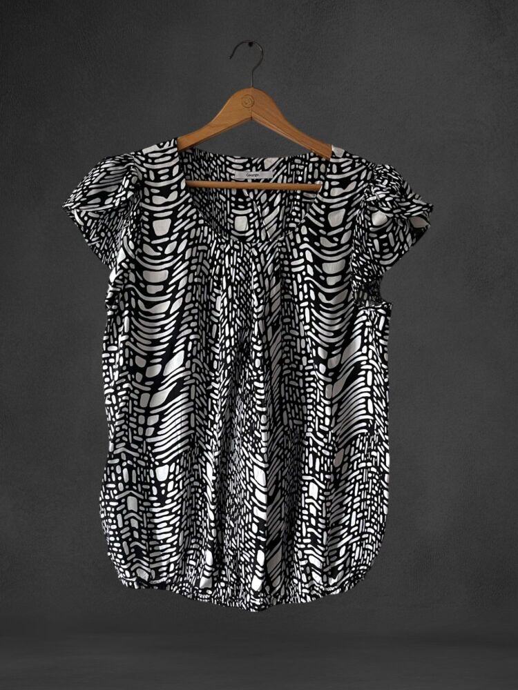 George Size 16 Black & White Short Sleeve Top
