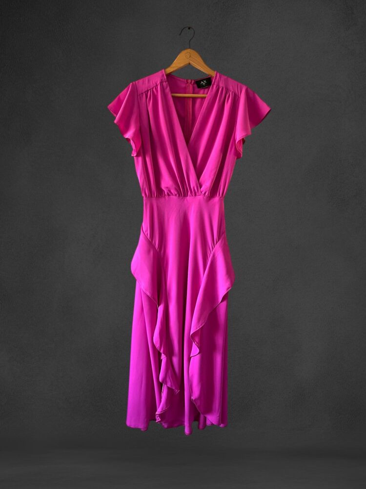 Ax Paris Size 8 Pink Short Sleeve Maxi Evening Dress