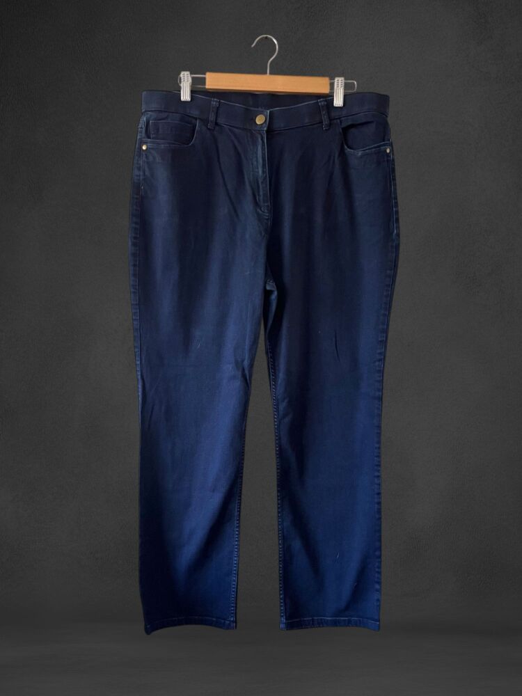 M&S Size 16 Dark Blue High Waisted Straight Leg Jeans