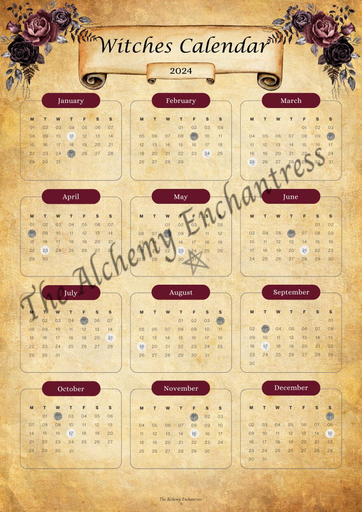 Alchemy Enchantress Witches Calender