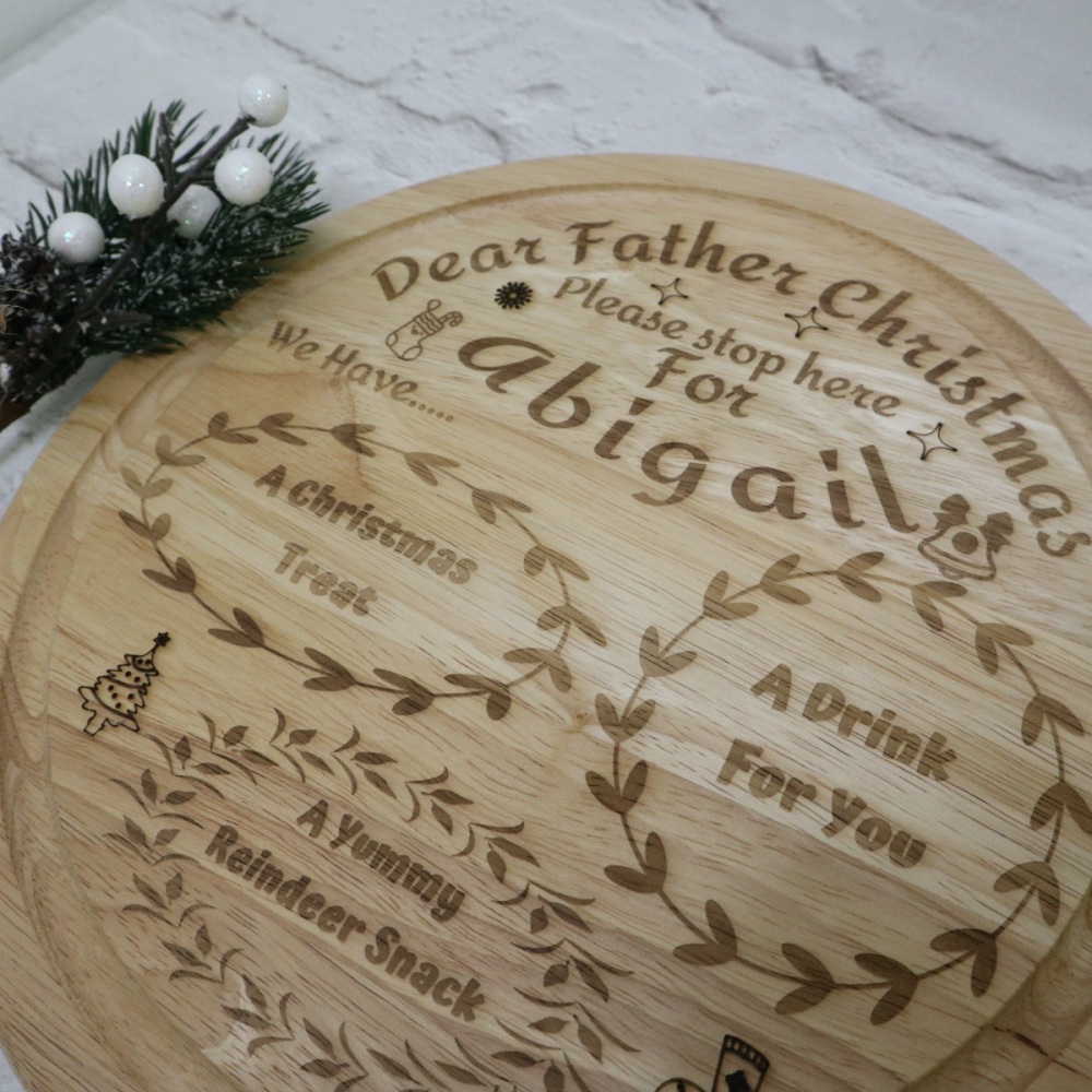 Personalised Round Pine Christmas Eve Board
