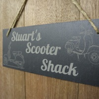 Personalised Scooter Shack / Shed / Greenhouse Slate Hanging Sign