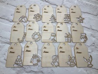 Beautiful Personalised Laser Cut Wooden Christmas Gift Tag Set