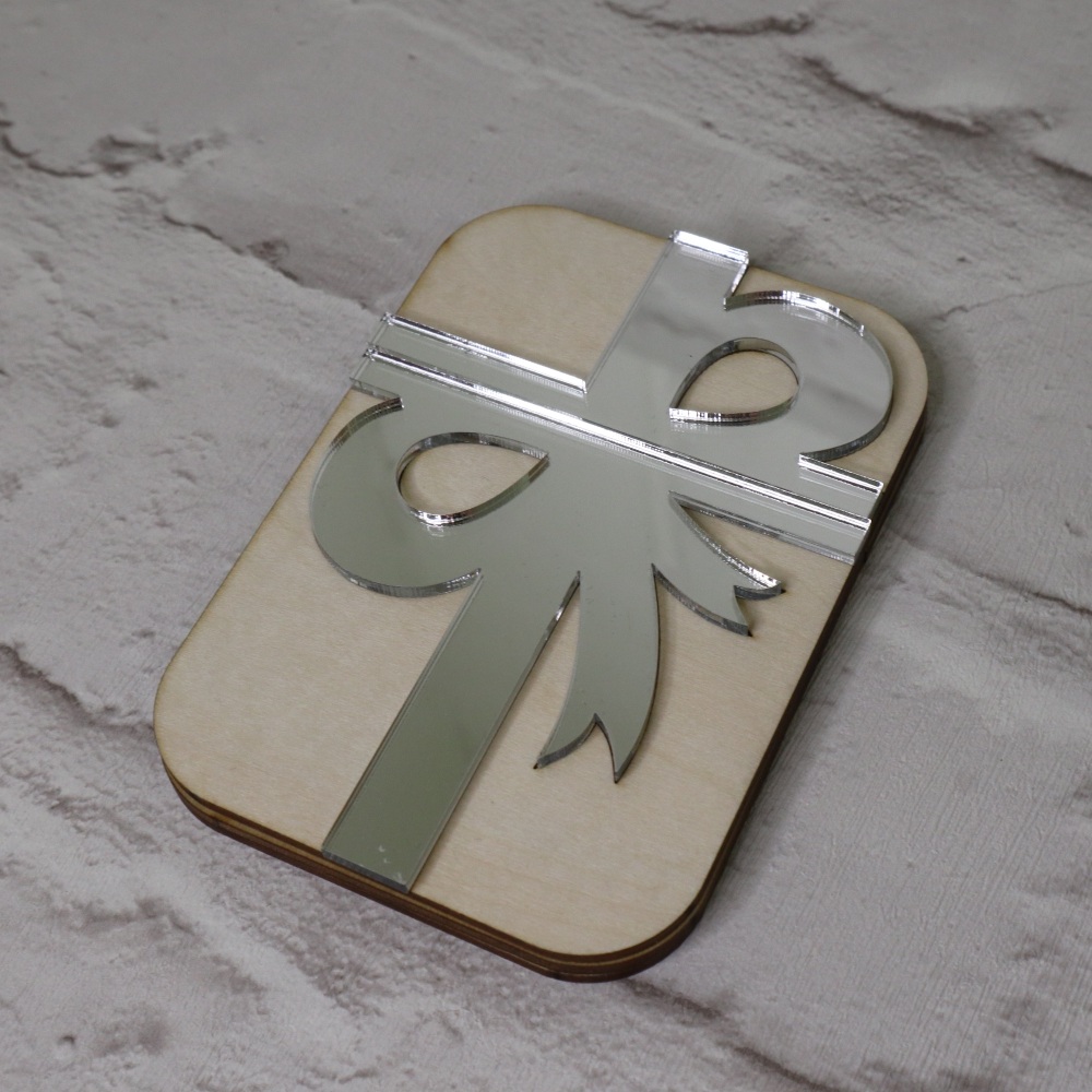 Christmas Gift card Holder Mirrored Silver