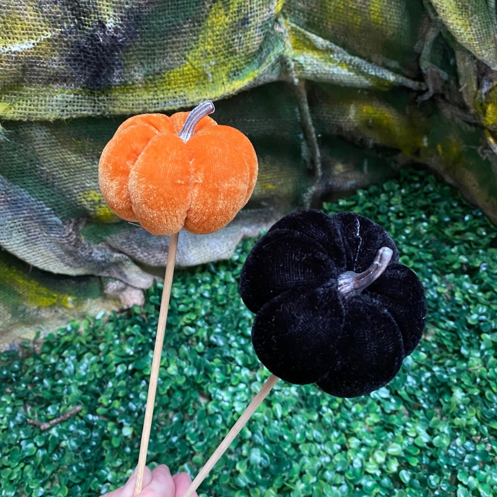 Velvet Pumpkins on Stick