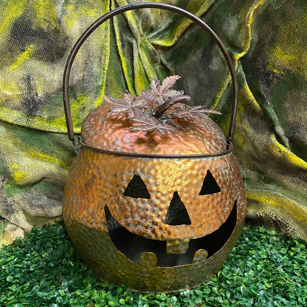 LARGE Copper Effect Pumpkin Lantern