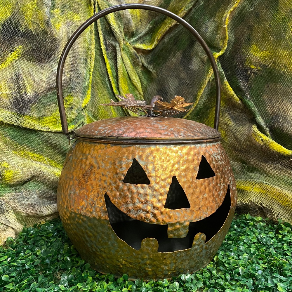 LARGE Copper Effect Pumpkin Lantern