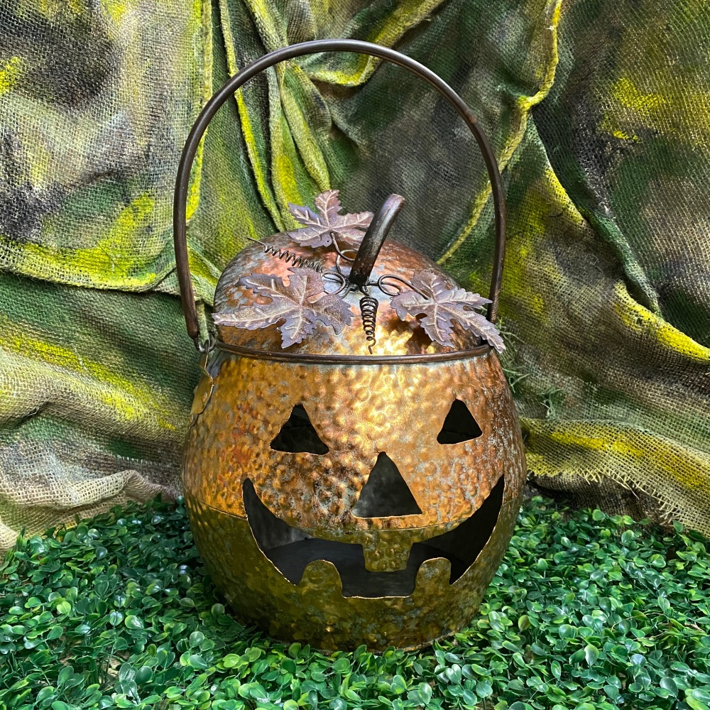 SMALL Copper Effect Pumpkin Lantern