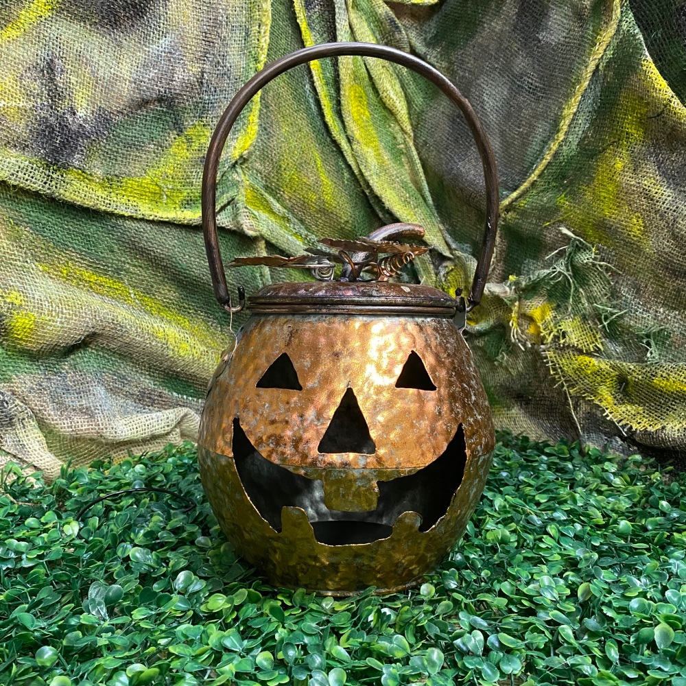 SMALL Copper Effect Pumpkin Lantern