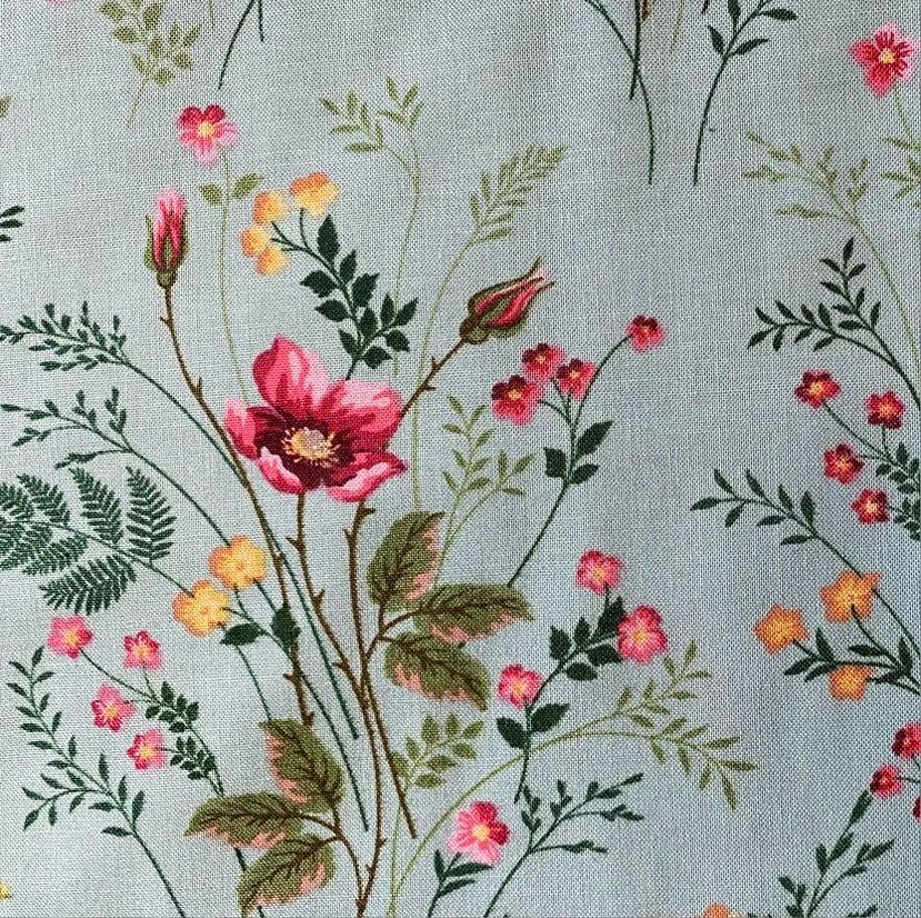 100% Cotton from John Louden - Meadow on Light Blue, per pre-cut fat quarter