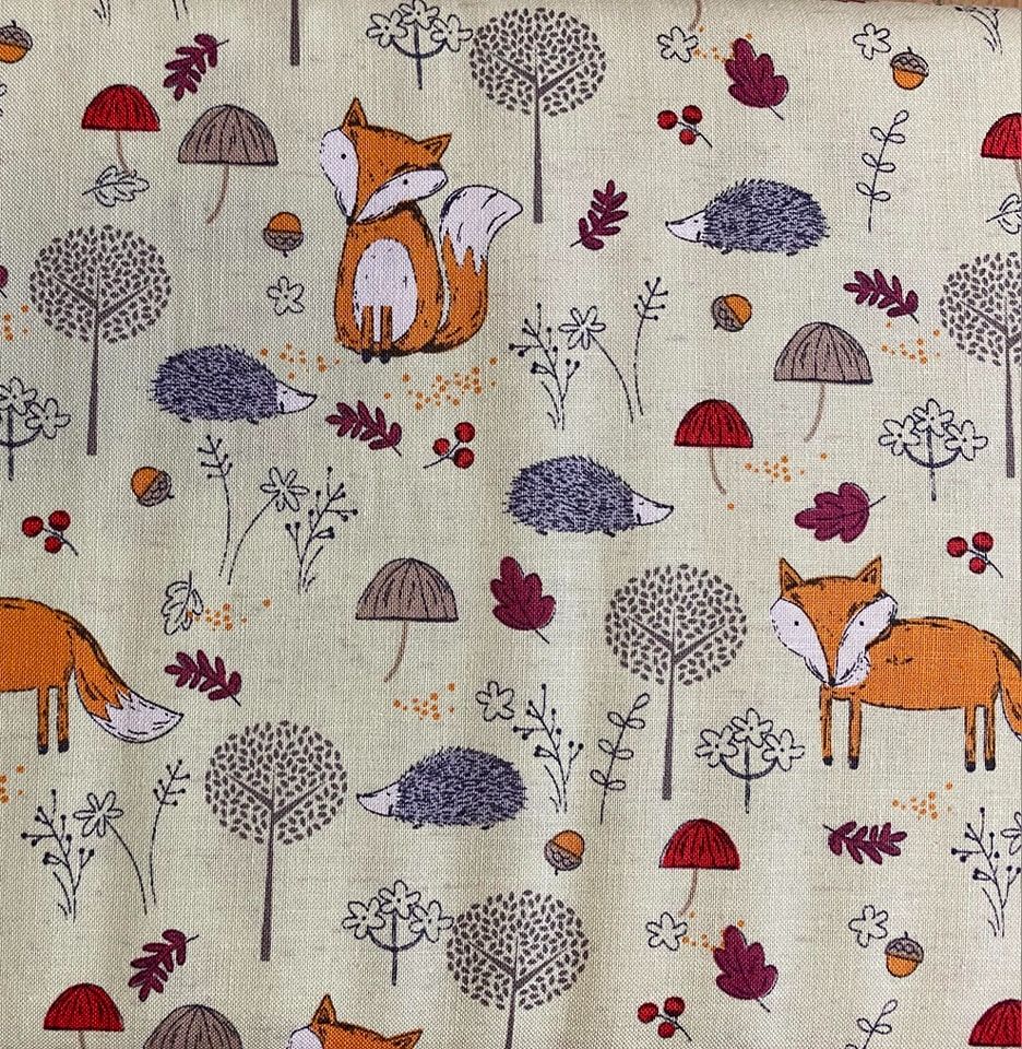 100% Cotton from John Louden - Woodland Fox on Ivory, per pre-cut fat quarter
