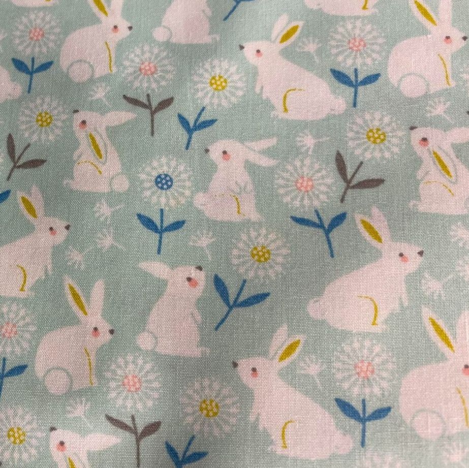 100% Cotton from Threaders - Cotton Tail - Bunny on Light Blue, per  pre-cut fat quarter