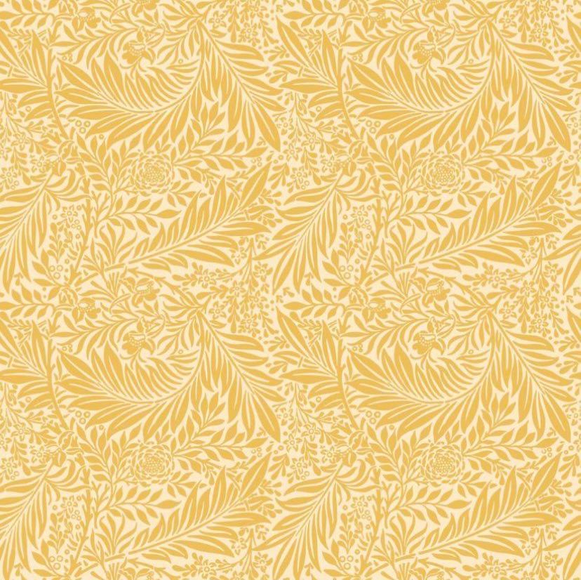 100% Cotton from Craft Cotton Co, William Morris V&A - Pastel Yellow, per half metre
