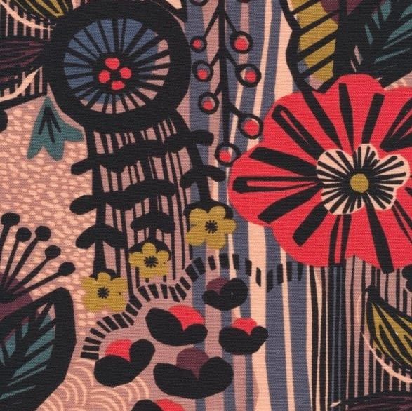 Cloud 9 - 70% Organic - Cotton/ 30% linen - Under One Sky - Way of Flowers,  58" wide - price per half metre