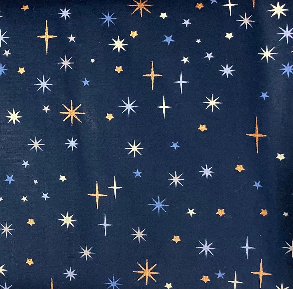 100% Cotton from Stitch It - Festive Blue - Starry Sky on Navy, per quarter piece
