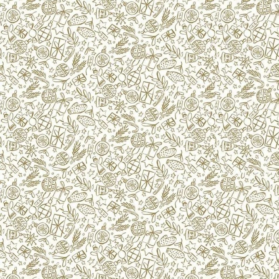 100% Cotton from Liberty of London - Seasons Greetings - metallic detailing, (5664x), per fat quarter