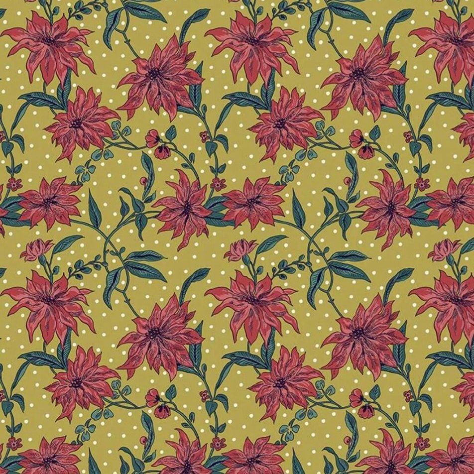 100% Cotton from Liberty of London - Seasons Greetings - Poinsettia (5662y), per fat quarter