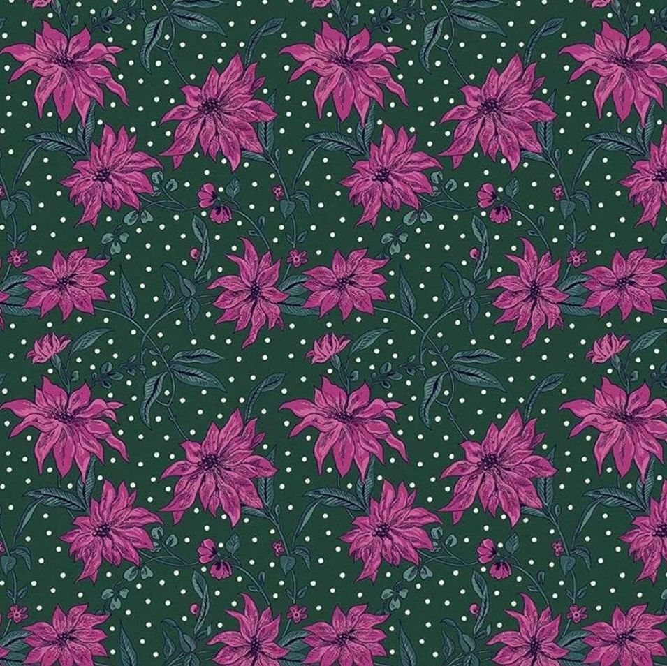 100% Cotton from Liberty of London - Seasons Greetings - Poinsettia (5662x), per fat quarter