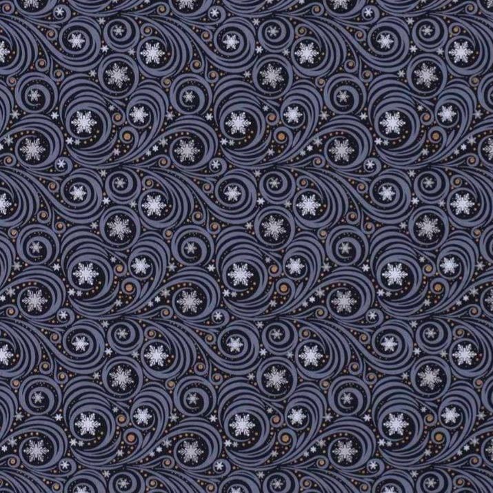 100% Cotton from Stitch It - Festive Blue 16, per quarter piece