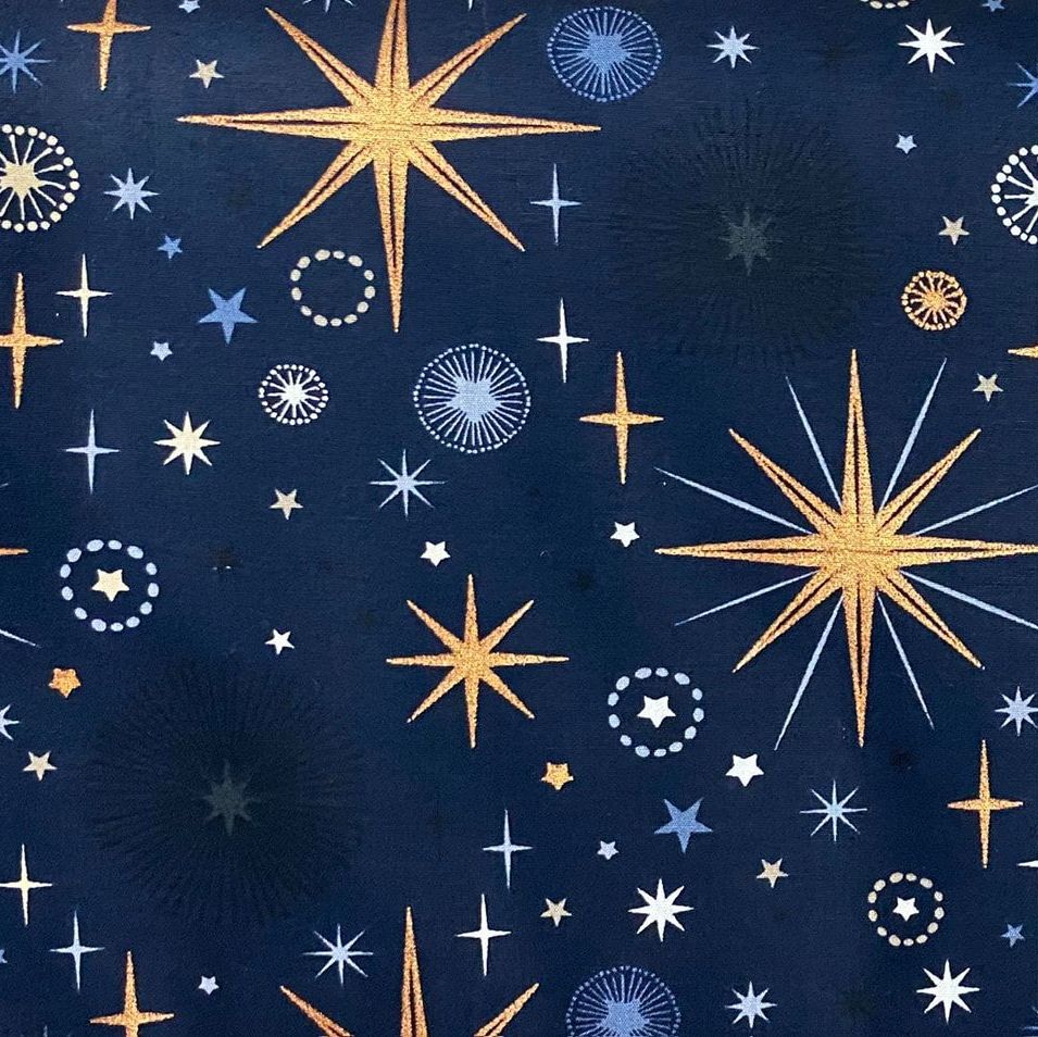 100% Cotton from Stitch It - Festive Blue 20,  PER HALF METRE