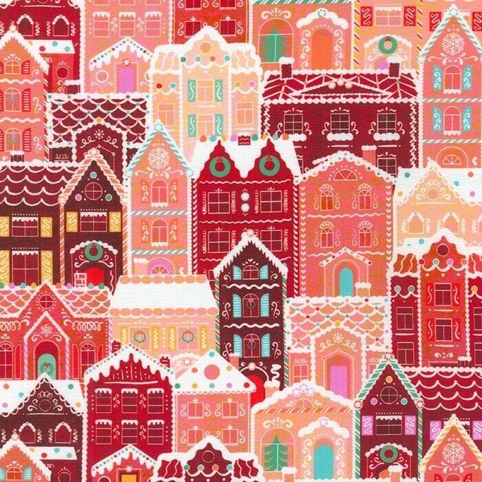 100% Cotton from Robert Kaufman - Tinsel Town - Cherry Snowy Village, per fat quarter